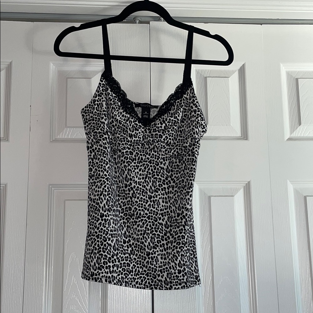 Leopard Print Lace Trim Cami Top
